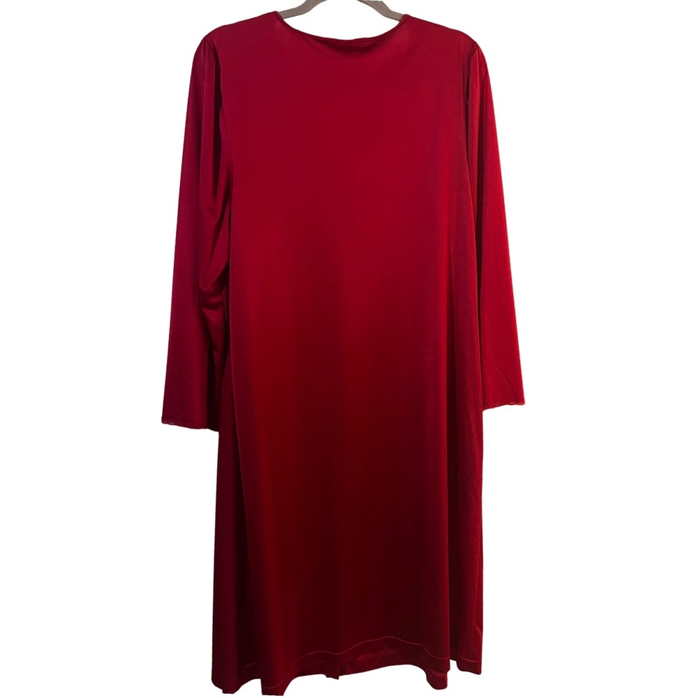 Vintage Vanity Fair Red Nylon Button Front Robe Nightgown Lace Trim‎ L - Picture 4 of 13